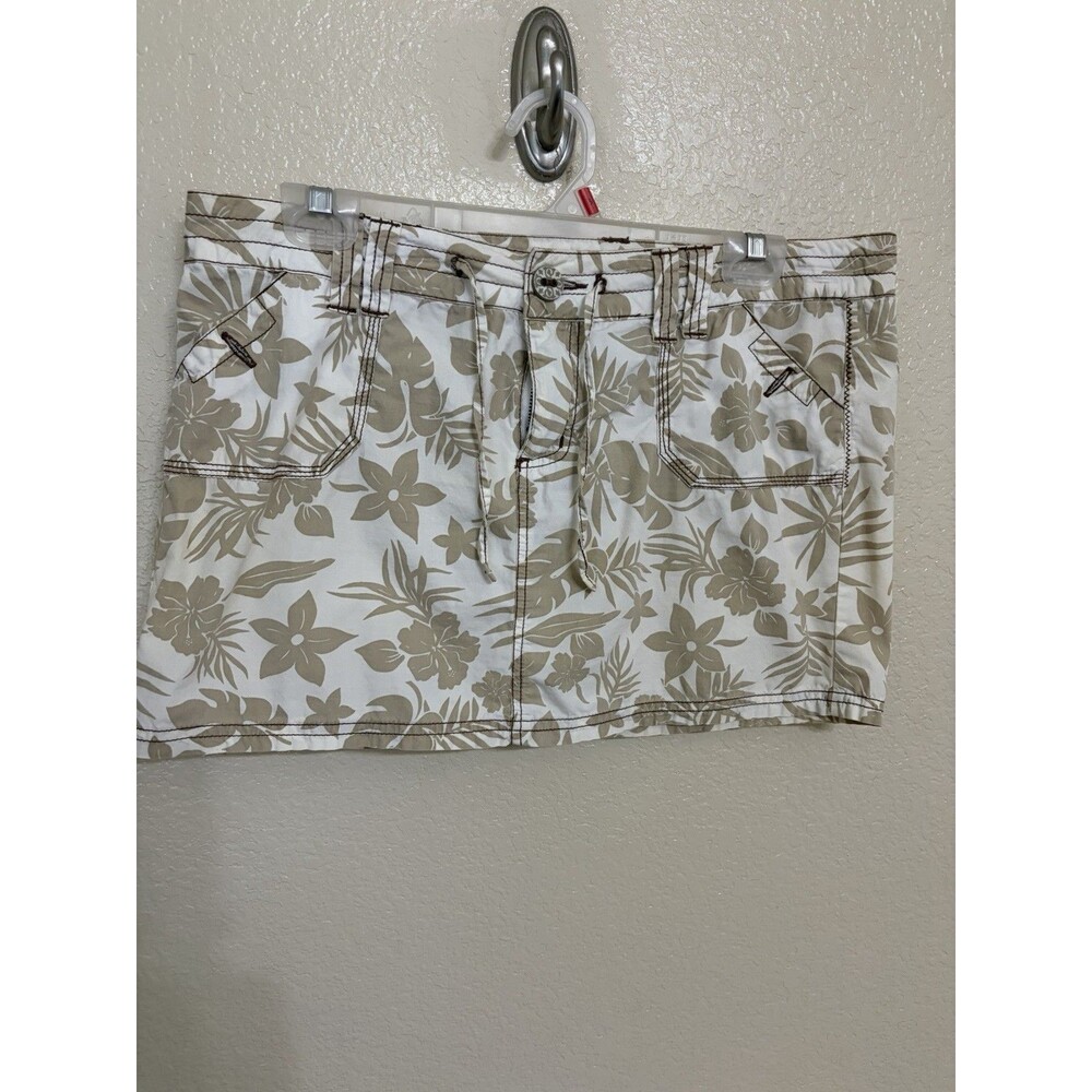 SQ Brand Khaki & White Patterned Mini Skirt, Junior Size 13